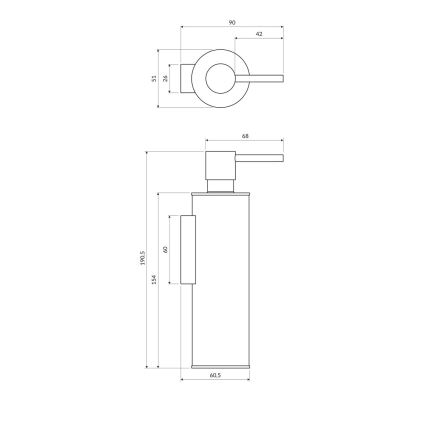 OMNIRES MP60721BL - Distribuidor de sabão para parede MODERN PROJECT 150 ml mate preto