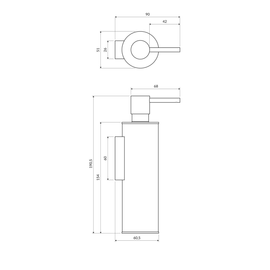 OMNIRES MP60721BL - Distribuidor de sabão para parede MODERN PROJECT 150 ml mate preto