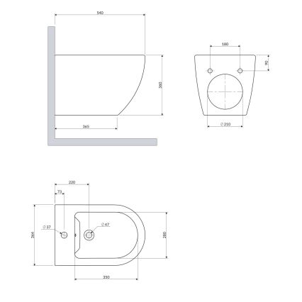 OMNIRES OTTAWACMBIBP - Bidé suspenso OTTAWA, cerâmica / branco brilhante