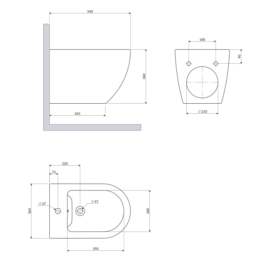 OMNIRES OTTAWACMBIBP - Bidé suspenso OTTAWA, cerâmica / branco brilhante