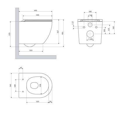 OMNIRES OTTAWASPXMWBM - Sanita suspensa com assento SoftClose OTTAWA, cerâmica/branco mate