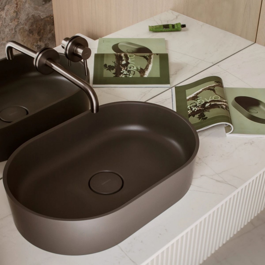 OMNIRES OVOUNAG - Lavatório de bancada OVO 55x36 cm dolomita/cinza fosco cinzento