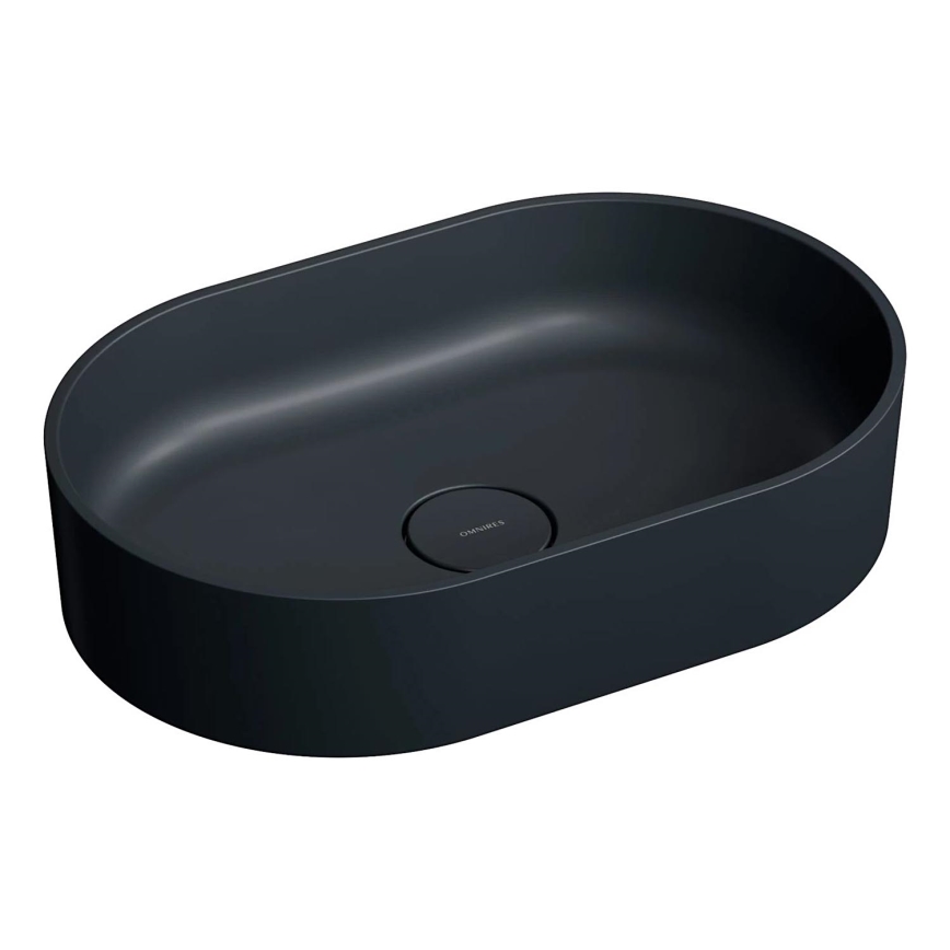 OMNIRES OVOUNBLV - Lavatório de sobrepor OVO 55x36 cm dolomito/preto mate lava