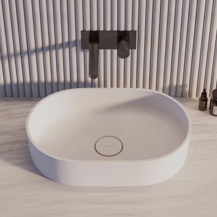 OMNIRES OVOUNBM - Lavatório de sobrepor OVO 55x36 cm dolomito/branco mate