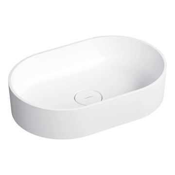 OMNIRES OVOUNBM - Lavatório sobre bancada OVO 55x36 cm dolomita/branco fosco