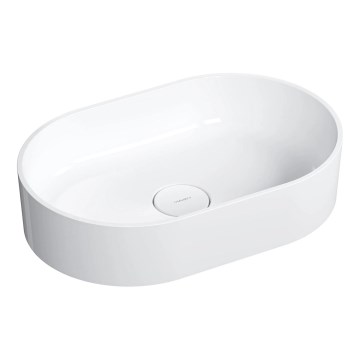 OMNIRES OVOUNBP - Lavatório de sobrepor OVO 55x36 cm dolomita/branco brilhante
