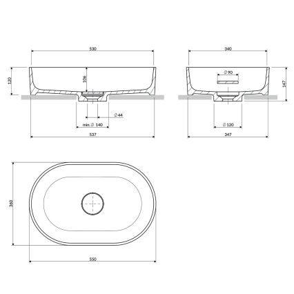OMNIRES OVOUNTE - Lavatório de bancada OVO 55x36 cm dolomita/terracota fosca