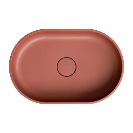 OMNIRES OVOUNTE - Lavatório de bancada OVO 55x36 cm dolomito/terracota fosca