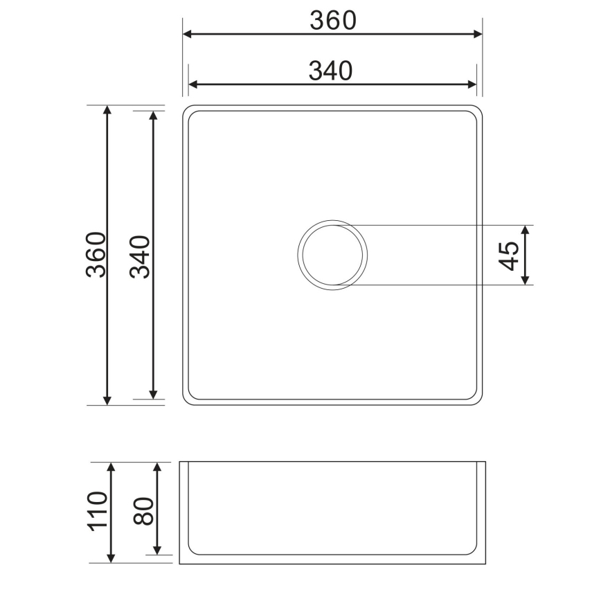 OMNIRES PASADENA360BP - Lavatório de bancada PASADENA 36x36 cm cerâmica/branco brilhante