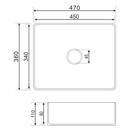 OMNIRES PASADENA470BP - Lavatório de bancada PASADENA 47x36 cm cerâmica/branco brilhante