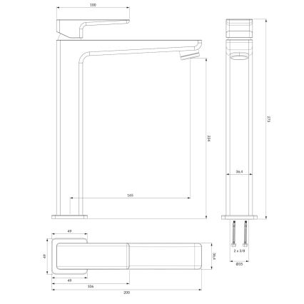 OMNIRES PM7412BL - Torneira do lavatório PARMA 27,3 cm mate preto