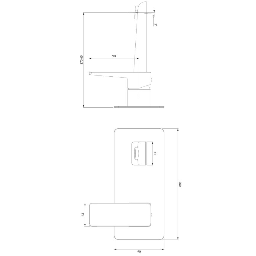 OMNIRES PM7415BL - Misturador de lavatório para instalação embutida PARMA preto mate