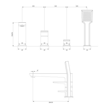 OMNIRES PM7432CR - Torneira de banheira 4 orifícios PARMA cromado brilhante