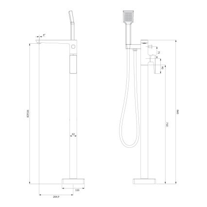 OMNIRES PM7433CR - Conjunto de banheira independente com torneira PARMA cromo brilhante
