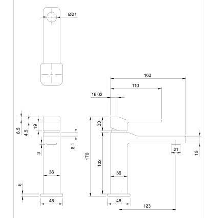 OMNIRES SL7710CR - Torneira do lavatório SLIDE 17 cm cromado brilhante