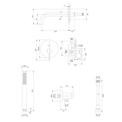 OMNIRES SYSYW01CR - Conjunto de banheira com misturador embutido Y cromo brilhante