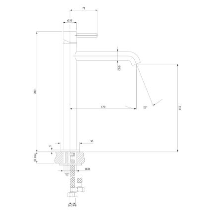 OMNIRES Y1212BLGL - Torneira do lavatório Y 30,8 cm semi-mate preto/dourado brilhante