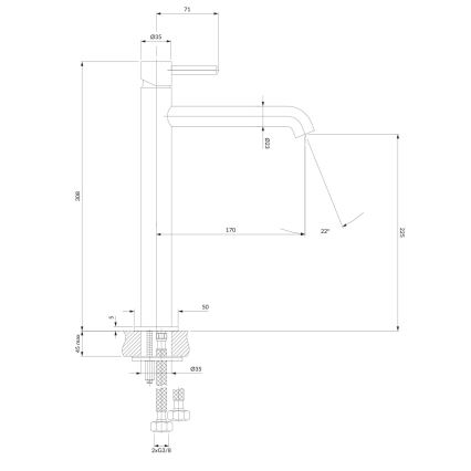 OMNIRES Y1212GR - Torneira do lavatório Y 30,8 cm escovado grafite