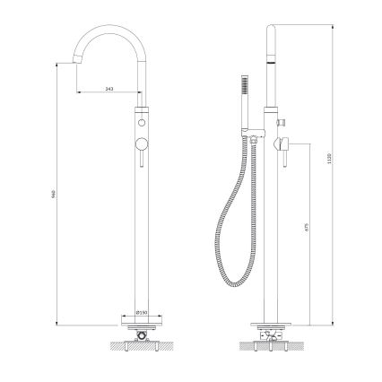 OMNIRES Y1233CR - Conjunto de banheira independente com torneira Y cromo brilhante
