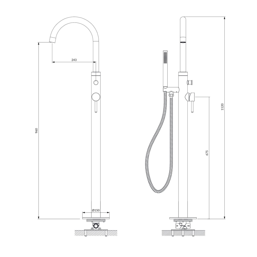 OMNIRES Y1233CR - Conjunto de banheira independente com torneira Y cromo brilhante