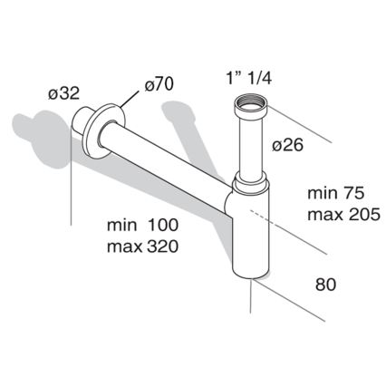 Omp tea - Sifão para lavatório MINITOTI DN32, preto mate