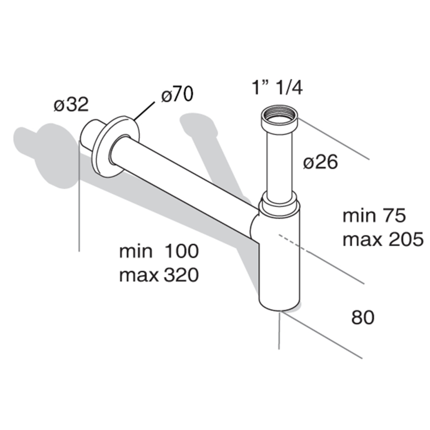 Omp tea - Sifão para lavatório MINITOTI DN32, preto mate