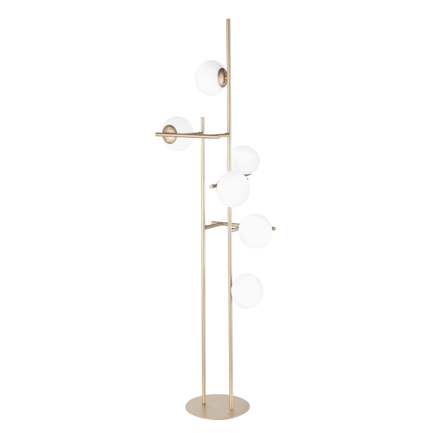 Ondaluce - Candeeiro de pé JEWEL 6xE14/10W/230V 166 cm dourado/branco