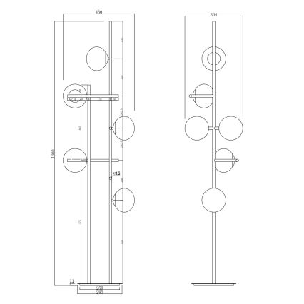 Ondaluce - Candeeiro de pé JEWEL 6xE14/10W/230V 166 cm dourado/branco