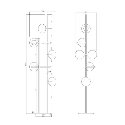 Ondaluce - Candeeiro de pé JEWEL 6xE14/10W/230V 166 cm preto/preto fumê