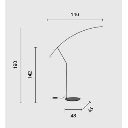 Ondaluce - Candeeiro de pé LED dimerizável FOLAGA LED/30W/230V 190 cm preto
