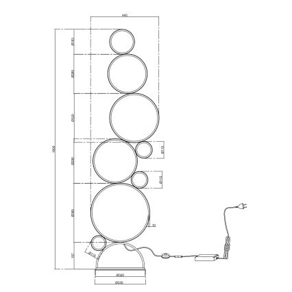 Ondaluce - Candeeiro de pé LED dimerizável POIS LED/52W/230V 160 cm dourado