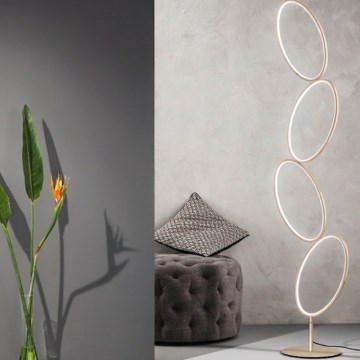 Ondaluce - Candeeiro de pé LED dimerizável RICE LED/38W/230V 166 cm dourado
