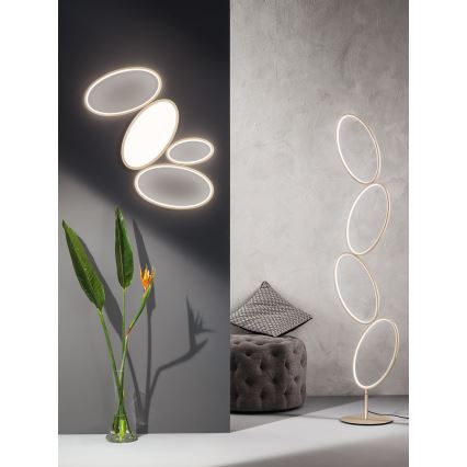 Ondaluce - Candeeiro de pé LED dimerizável RICE LED/38W/230V 166 cm dourado