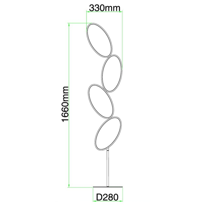 Ondaluce - Candeeiro de pé LED dimerizável RICE LED/38W/230V 166 cm dourado