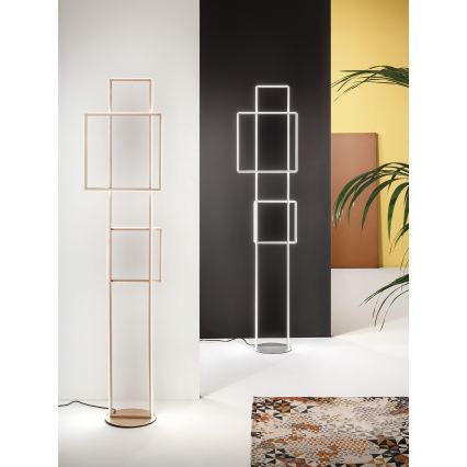 Ondaluce - Candeeiro de pé LED regulável DOWEL LED/77W/230V prateado