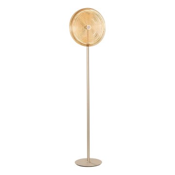 Ondaluce - Candeeiro de pé LED regulável JOKEY LED/15W/230V dourado/bege fumado