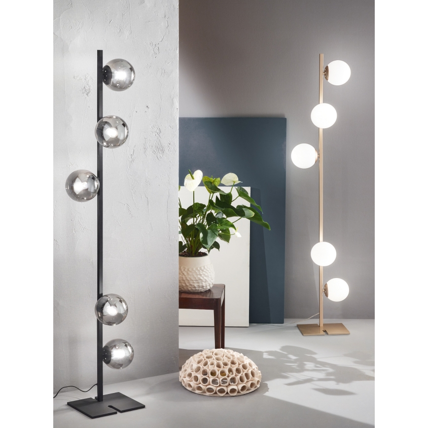 Ondaluce - Candeeiro de pé MONILE 5xE14/10W/230V 170 cm dourado/branco