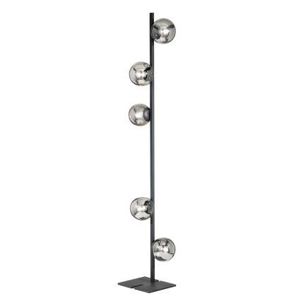Ondaluce - Candeeiro de pé MONILE 5xE14/10W/230V 170 cm preto/preto fumê