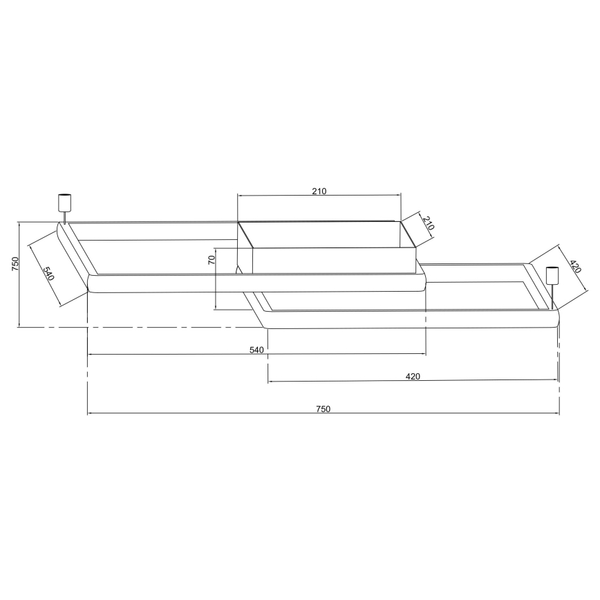 Ondaluce - Candeeiro de teto LED dimável DOWEL LED/60W/230V 75x75 cm prateado