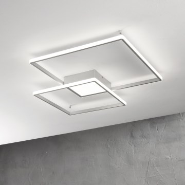 Ondaluce - Candeeiro de teto LED dimerizável DOWEL LED/46W/230V 55x55 cm prateado
