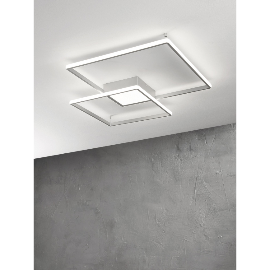 Ondaluce - Candeeiro de teto LED dimerizável DOWEL LED/46W/230V 55x55 cm prateado