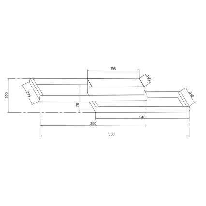 Ondaluce - Candeeiro de teto LED dimerizável DOWEL LED/46W/230V 55x55 cm prateado