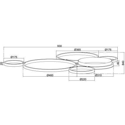 Ondaluce - Candeeiro de teto LED dimerizável POIS LED/68W/230V prateado