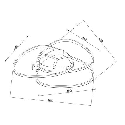 Ondaluce - Candeeiro de teto LED dimerizável ROSE LED/70W/230V 63x67 cm dourado