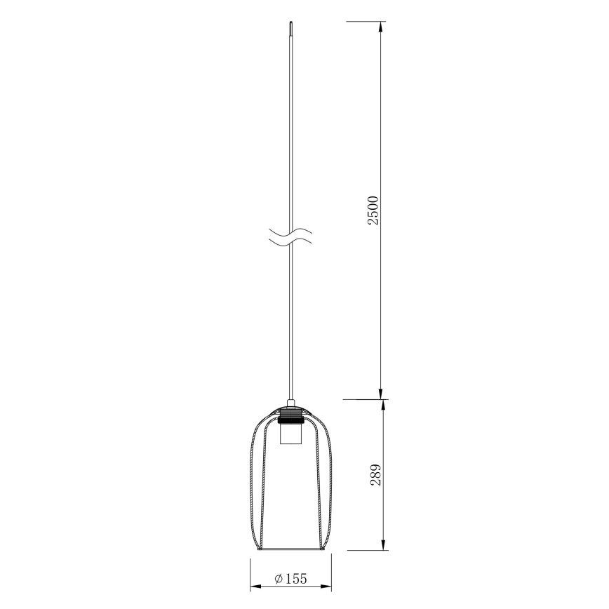 Ondaluce - Candeeiro pendente BONNIE com cabo 1xE27/15W/230V diâmetro 15,5 cm preto/bege fumê
