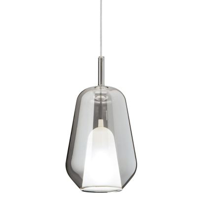Ondaluce - Candeeiro pendente com cabo THELMA 1xE27/15W/230V Ø 19 cm preto/cinzento fumado