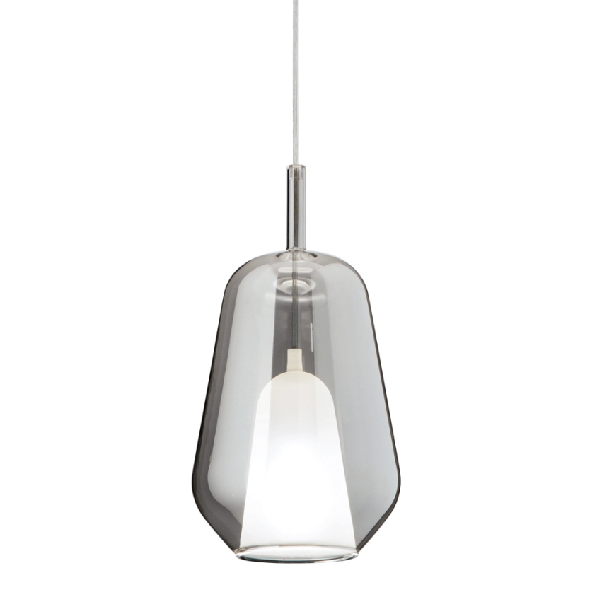 Ondaluce - Candeeiro pendente com cabo THELMA 1xE27/15W/230V Ø 19 cm preto/cinzento fumado