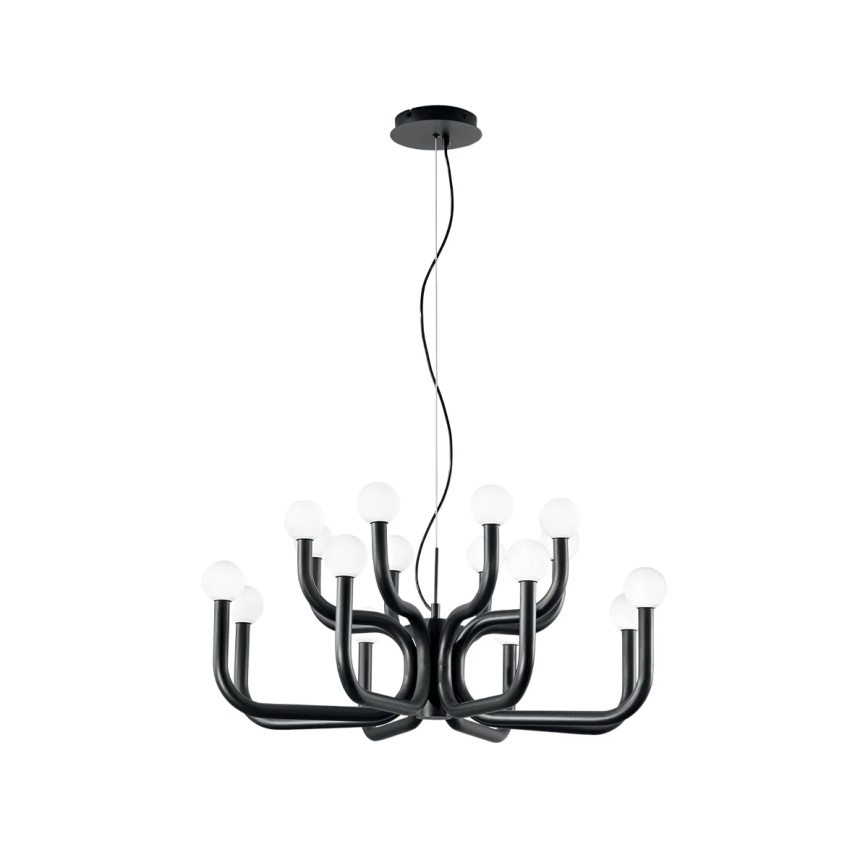 Ondaluce - Candeeiro pendente DERBY com cabo 16xG9/7W/230V Ø 81,5 cm, preto