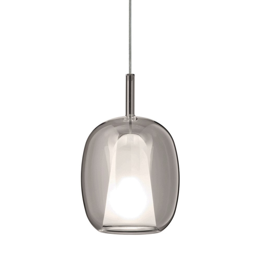 Ondaluce - Candeeiro suspenso THELMA 1xE27/15W/230V Ø 19,5 cm preto/cinzento fumado