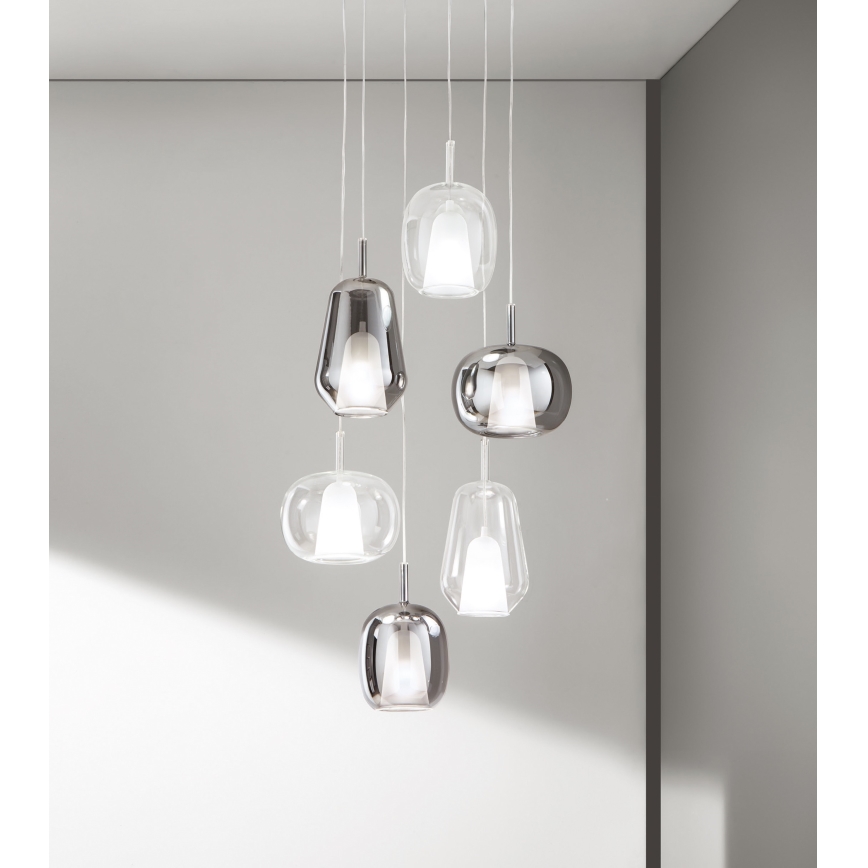 Ondaluce - Candeeiro suspenso THELMA 1xE27/15W/230V Ø 19,5 cm preto/cinzento fumado